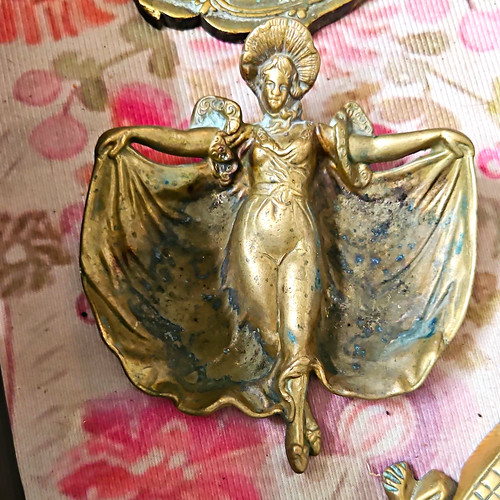 Art nouveau brass plaque with - art,
