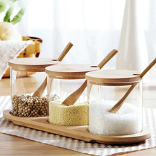 3Pcs Kitchen Sugar Spice Jars