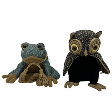 Dora Designs Prince Jnr Frog and Owl Paperweight Ornament Soft Plush Toy VGC