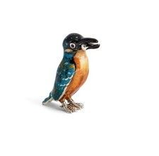 Saturno  Silver and Enamel Kingfisher- Fully Hallmarked Sterling Silver