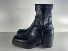 Primark Women's Shoes Size 6/39 Black Side Zip Chunky Platform Ankle Boots  -B97
