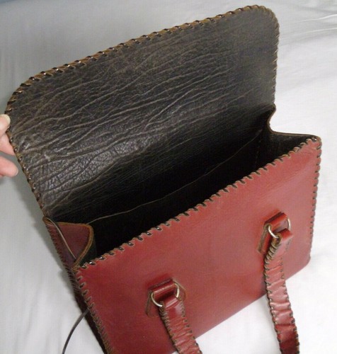 Vintage red leather - leather, holdall/