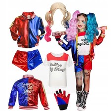 Kids Girls Costume Suicide Squad Harley Quinn Fancy Dress Cosplay Costume Outfit