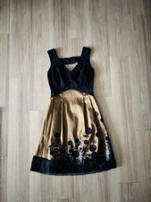 Aysha NY Dress Black Gold Sequin A Line Fit Flare Womens 0 Cocktail Party Formal