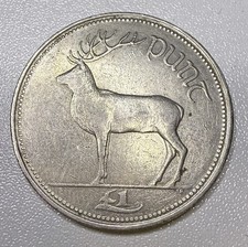 1990 Republic of Ireland £1 (One) Irish Pound / Punt Coin Deer
