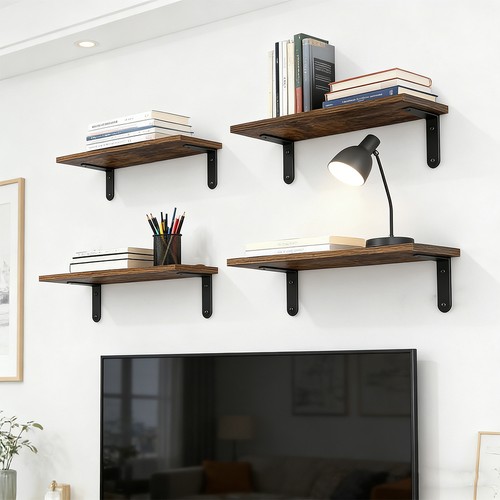 4pcs wooden floating - 4pcs, shelves