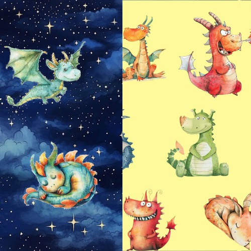 Dragons patchwork fabric 2 - patchwork,