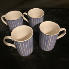 Set 4 X M &S  MARKS AND SPENCER Watercolour Striped Blue Mugs
