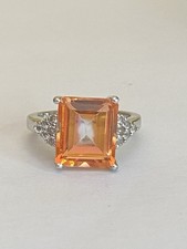 Sterling Silver Imperial Topaz And White Topaz  Set Ring Size N