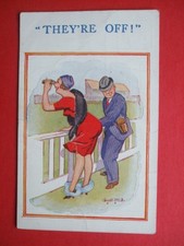 Saucy DONALD MCGILL Comic HORSE RACE RACING LADY LOSES KNICKERS THEY'RE OFF