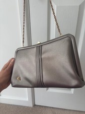 Vintage 1980s Jane Shilton Clubhouse convertible Metallic Silver Clutch Hand Bag