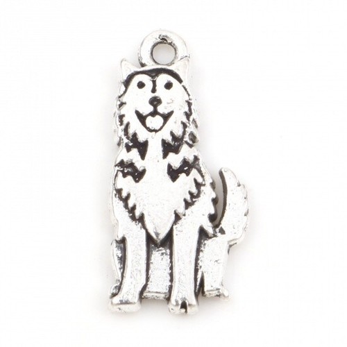 Tibetan silver charms dog - tibetan,