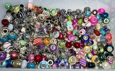 Over 500 RECLAIMED European Large Hole BEADS Metal Glass Acrylic Wood Enamel L/N