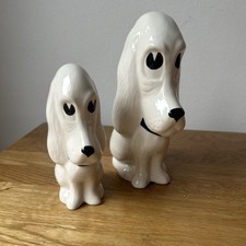 Pair Of Sad Dogs White Ceramic