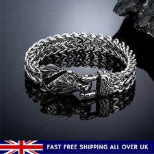 Viking Wolf Bear Eagle Snake Bracelet Mens Stainless Steel Norse Biker Jewellery