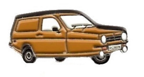 Reliant car pin badge brown - car,