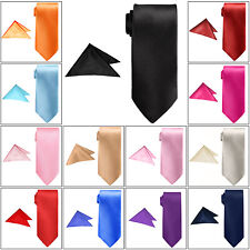Mens Neck Tie and Pocket Square Handkerchief Set Wedding Birthday Reception