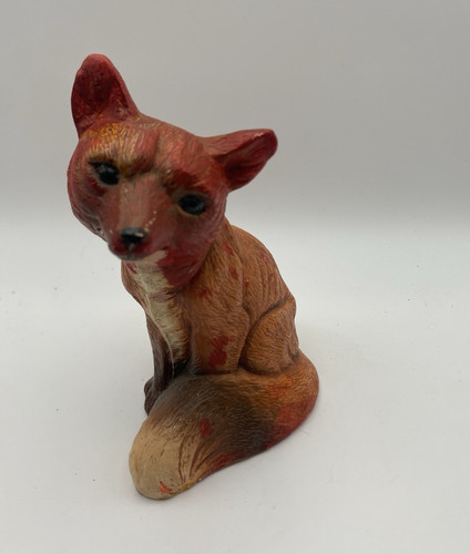 Vintage hand painted resin fox - vintage,