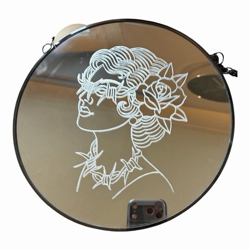 Engraved mirror hand crafted - hand,