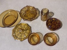 Amber Glass Art Deco Trinket