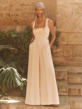 REISS Dion Wide-Leg Cut-Out Jumpsuit in Pale Pink UK Size 10