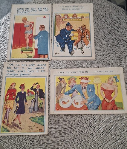 Four vintage fun postcards - four,