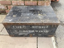 Vintage Wood Armed Forces Army Navy Airfo Trunk Shipping Container Bedding Box