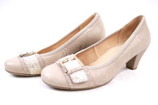 Gabor Beige Leather Low Heel Court Shoes Size UK 4.5