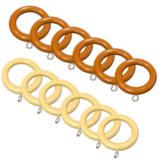 Natural Wood Wooden Curtain Rings 35mm Natural Wood/Oak Rings with Screws -12PCS