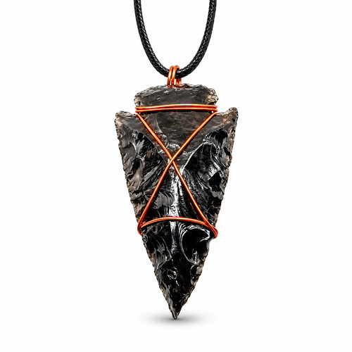 Obsidian arrowhead pendant - arrowhead,