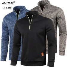 Mens High Neck Jumper Blouse Winter Warm Pullover Long Sleeve Casual Sweater Top