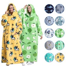Men & Women Extra Long Hoodie Blanket Oversized Hooded Sweatshirt Sherpa Fleece