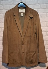 Mens Vintage Orvis Brown Suede Leather Jacket Blazer