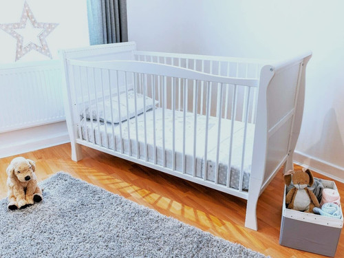 Wooden sleigh cot baby bed - wooden,