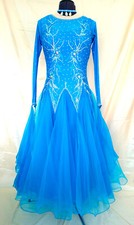 Ballroom Modern Sequence Competition Dress size 14 UK in bright AZURE BLUE
