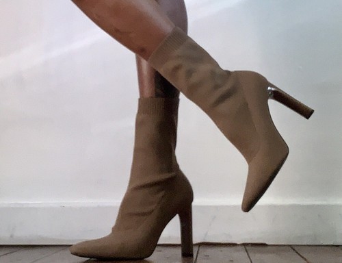 Zara beige fabric sock ankle - beige,