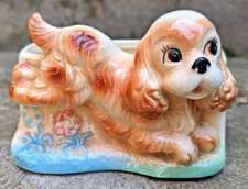 Vtg MCM 50s 60s Japan Cocker Spaniel Puppy Dog Planter Ceramic Ornament Figurine