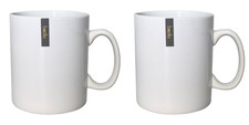 2x basiks Porcelain Builders Extra Large White Mug Cup Tea Coffee Round 30oz