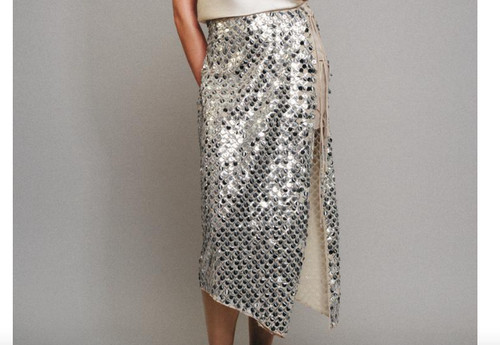 Zara asymmetric sequin midi - asymmetric,