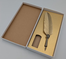 Bortoletti Fonderia Artistica GOLD PLATED Feather Quill WRITING PEN -  NO INK