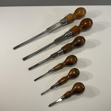 6 VINTAGE SORBY OF SHEFFIELD CARPENTERS SCREWDRIVERS 5 WITH BOXWOOD HANDLES