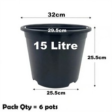 15 Litre Black Plant Pots