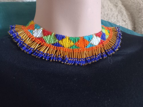 Zulu choker glass - choker, beaded