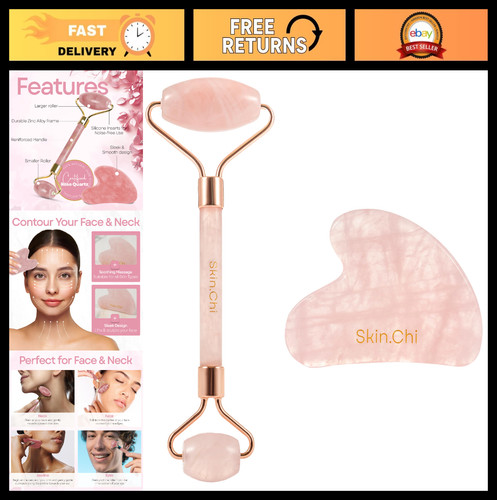 Rose quartz roller gua sha - quartz,