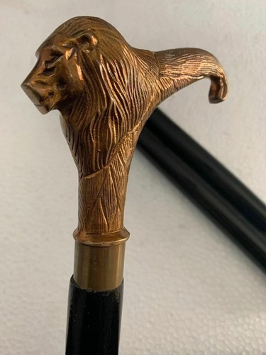 Antique brass lion - antique, head