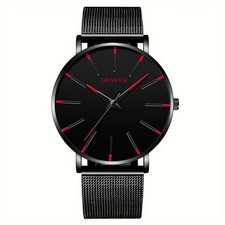 Mens Watches Black & Red Wrist