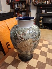 Royal Doulton Tubeline Rose Decoration 7816S Stoneware Vase 12" Florrie Jones FJ