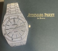 Audemars Piguet Royal Oak Full Iced Diamond Set 15400 With Box - Pave Baton Dial