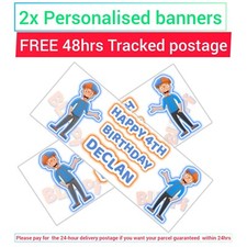 x2 Blippi Personalised Birthday Banner Children Kids Party Decoration