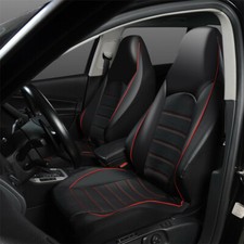 Black Red Car Front Seat Covers Cushions Protectors Synthetic Leather Accessory